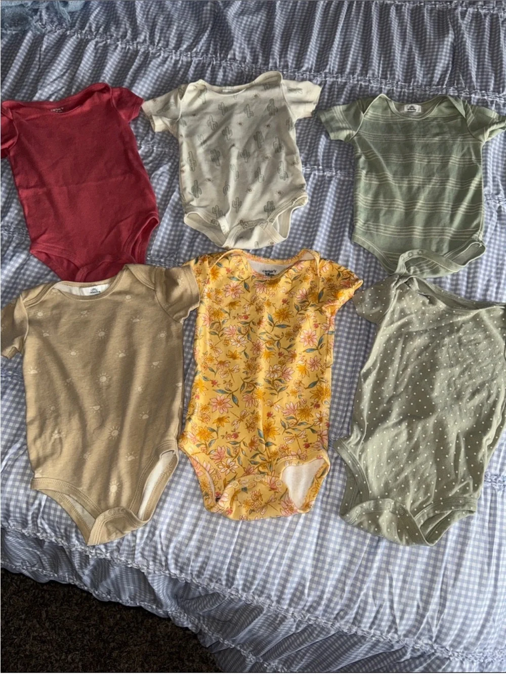 6-Pack Baby One-Piece Bodysuits - Yellow Floral & Assorted Greens